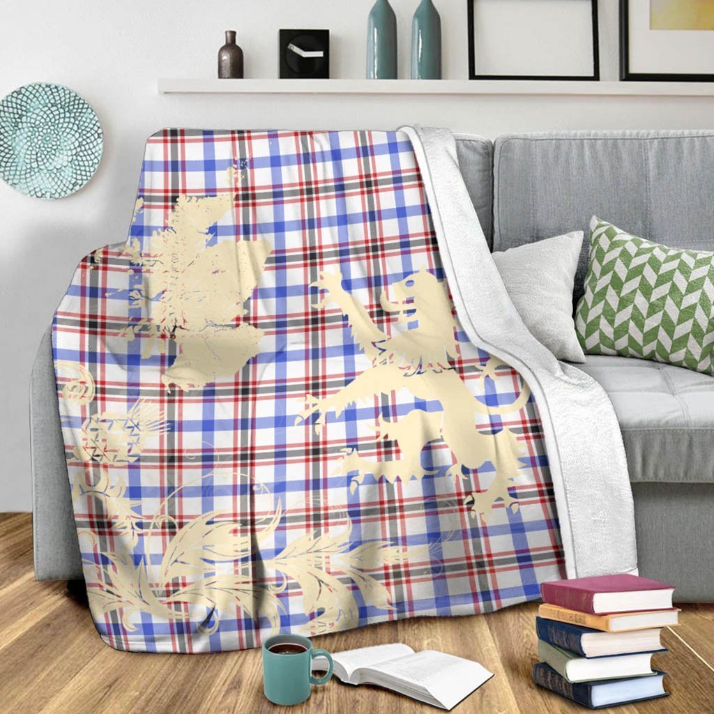 Tartan Blanket Boswell Modern Tartan Scotland Lion Thistle Map Plaid Blanket