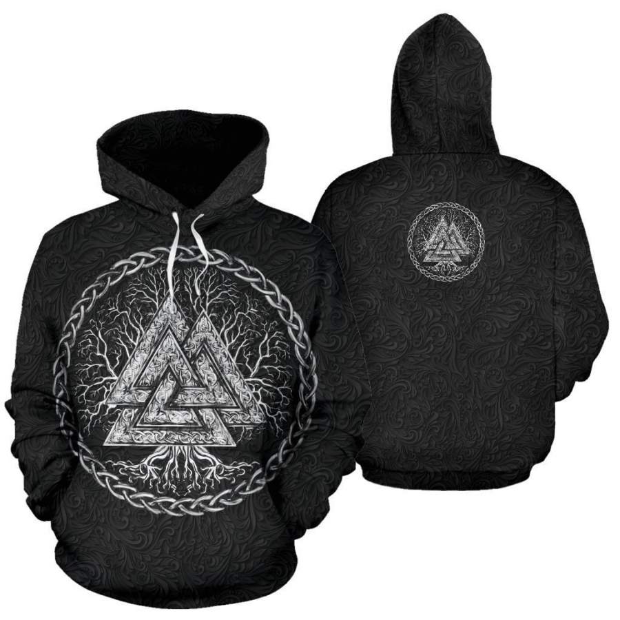 Valknut and Tree of Life Black Hoodie K2