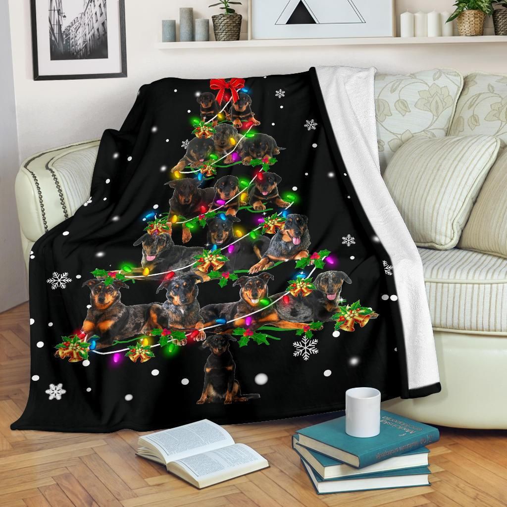 Beauceron Christmas Tree Christmas Decoration Design   Fleece Sherpa Blanket