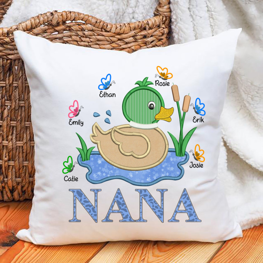 Personalized Nana And Grandkids Mallard Butterfly Indoor Pillow