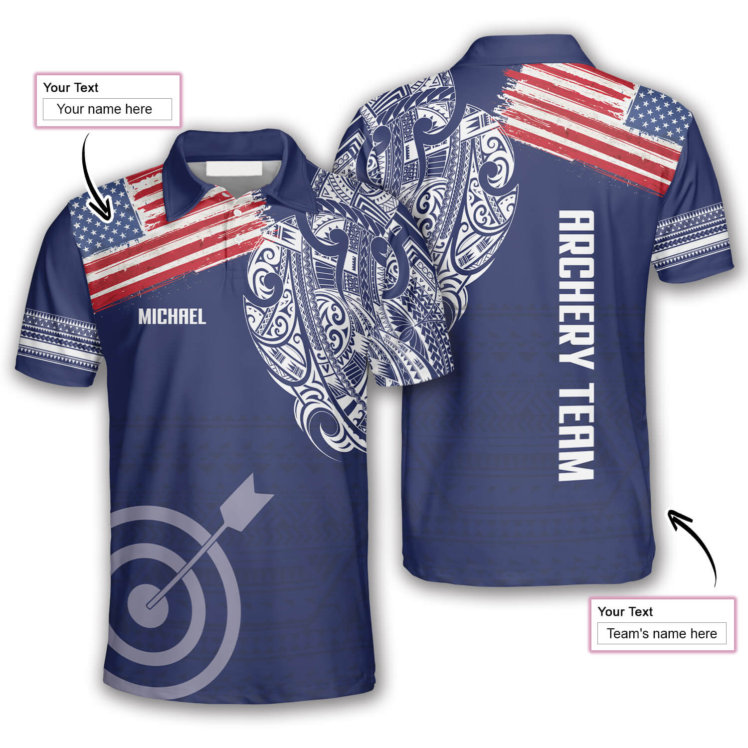 Us Flag Tribal Pattern Custom Archery Shirts For Men, 3D All Over Print Archery Shirt, Flag Shirt