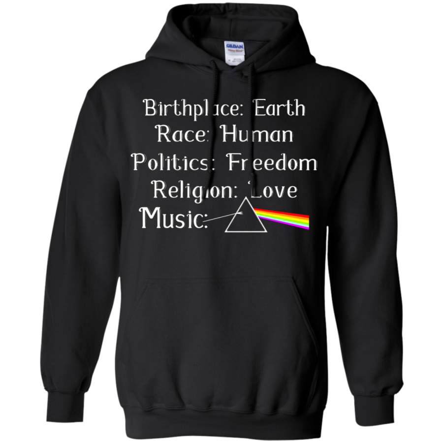 AGR Birth Place Earth Race Human Region Love Music Pink Floyd Hoodie