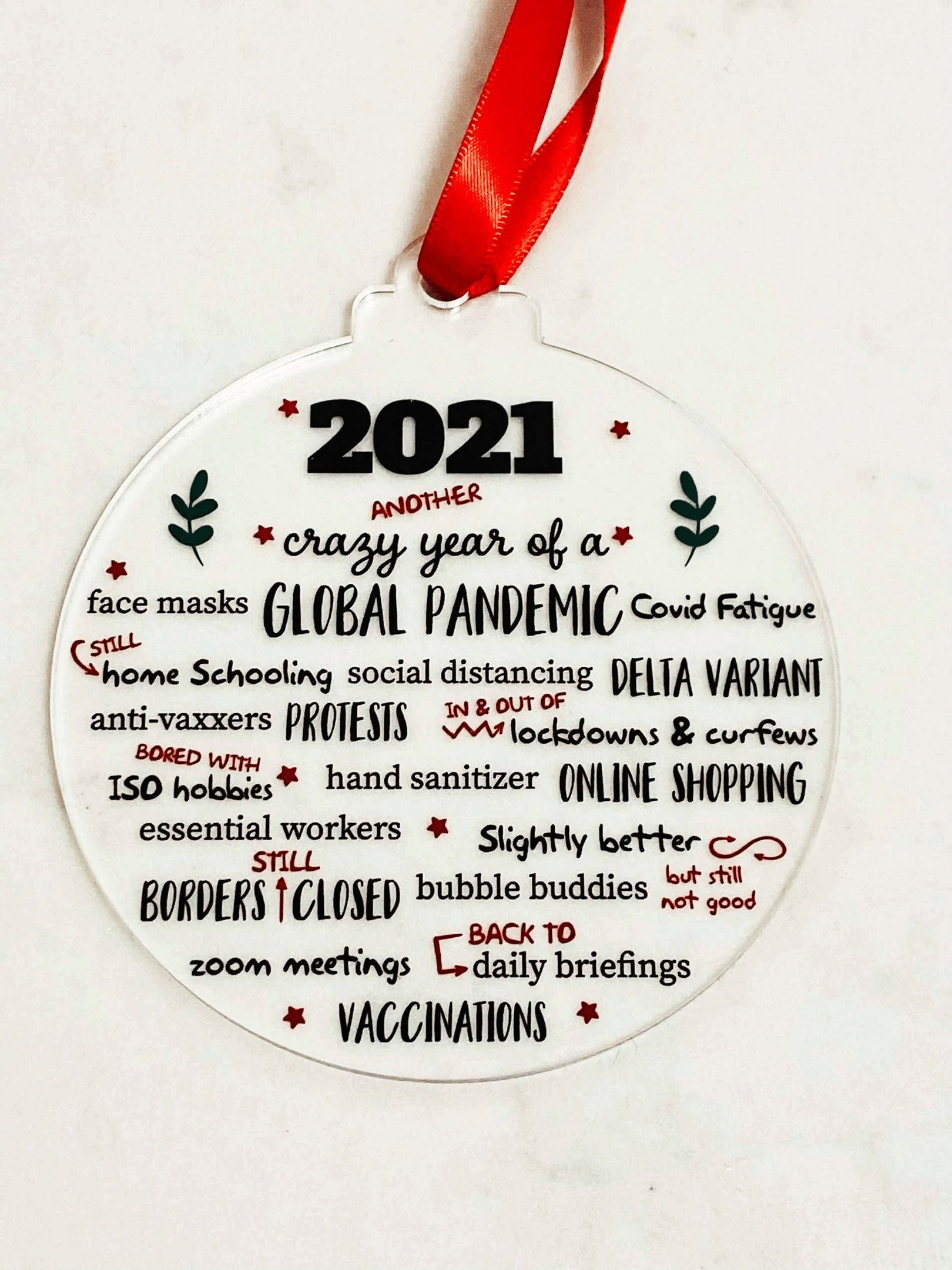 Another Year 2021 & 2020 Christmas Bauble – Lockdown 2020 And 2021 – Pandemic Ornament, Christmas Ornaments, Quarantine, 2020-2021 Momentos