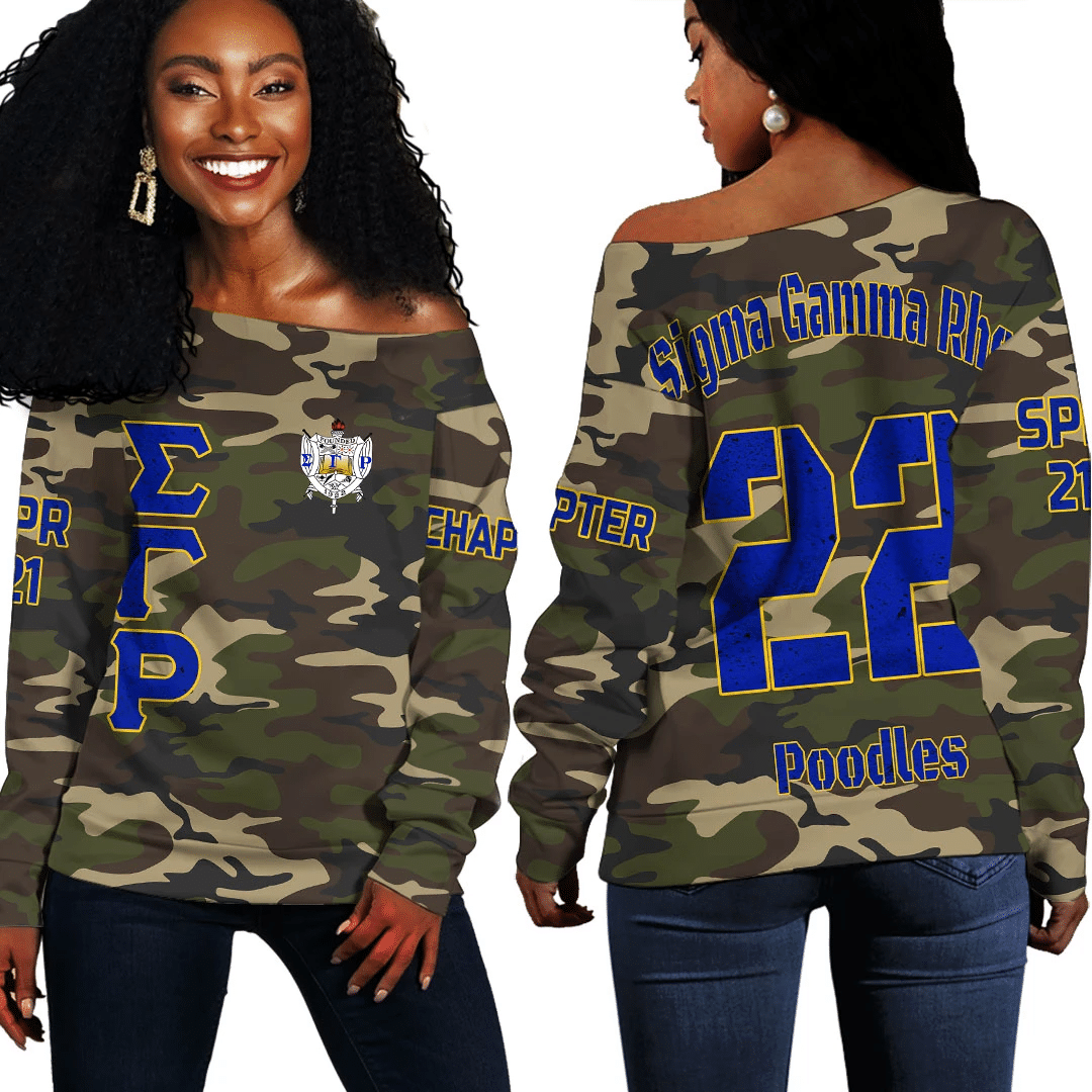 (Custom) Africa Zone Sweatshirt – Sigma Gamma Rho Camouflage Off Shoulder Sweaters A31