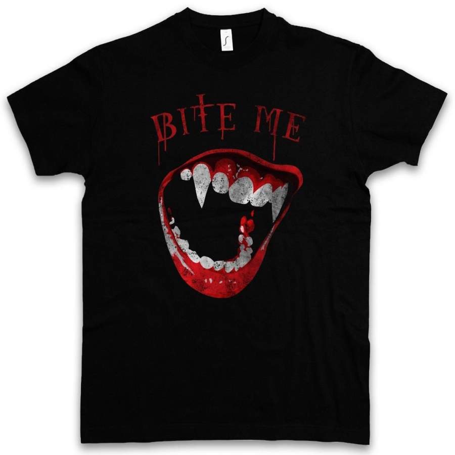 BITE ME Men’s T-Shirt True Bite Teeth Blood Dracula Vampire Blood Biss T-Shirt