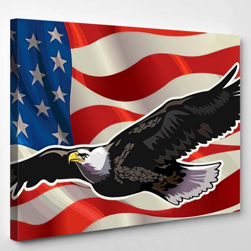 American Redoubtable Eagle Usa Flags 1 – Eagle Animals Canvas Print