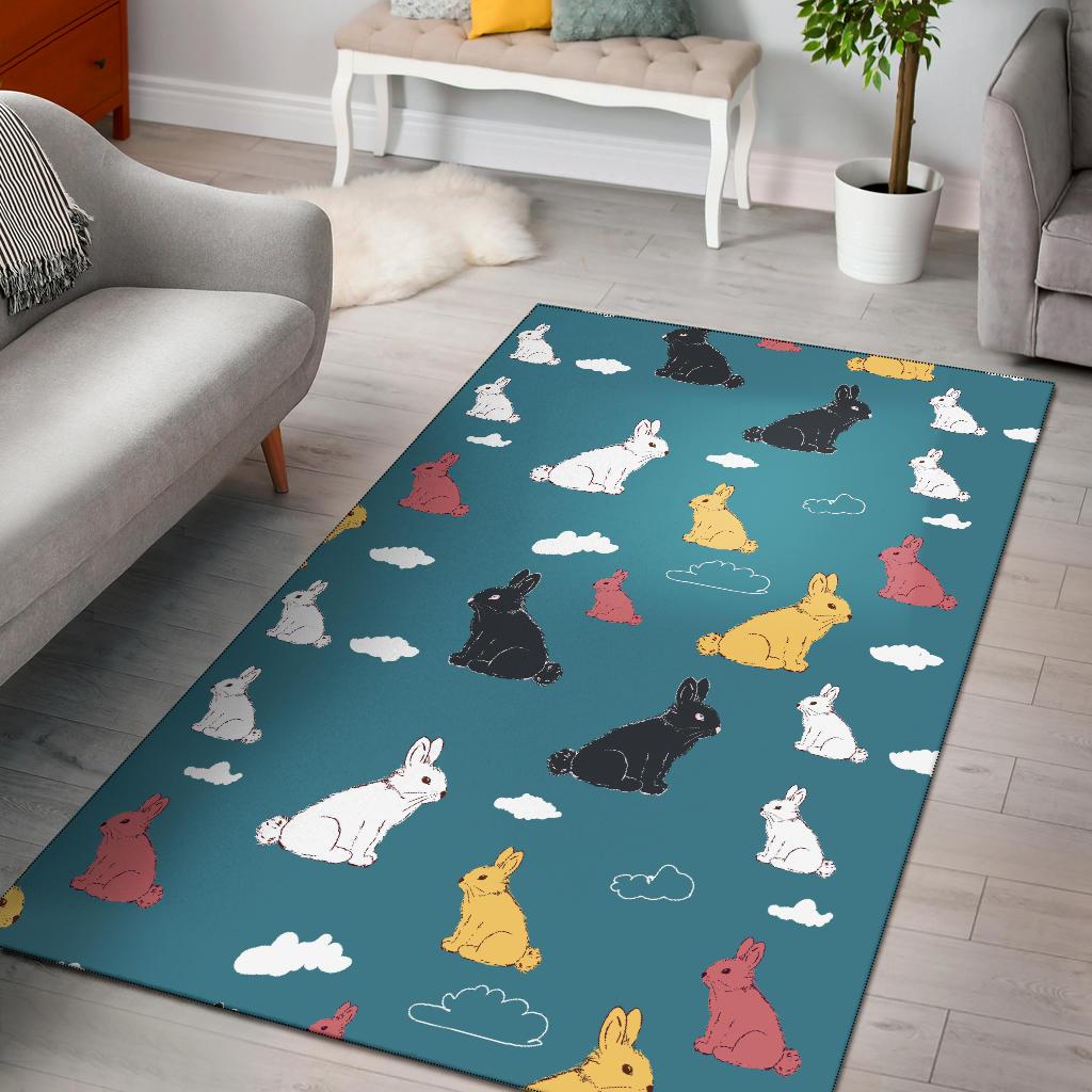 Rabbit Pattern Print Design Rb014 Area Rugs