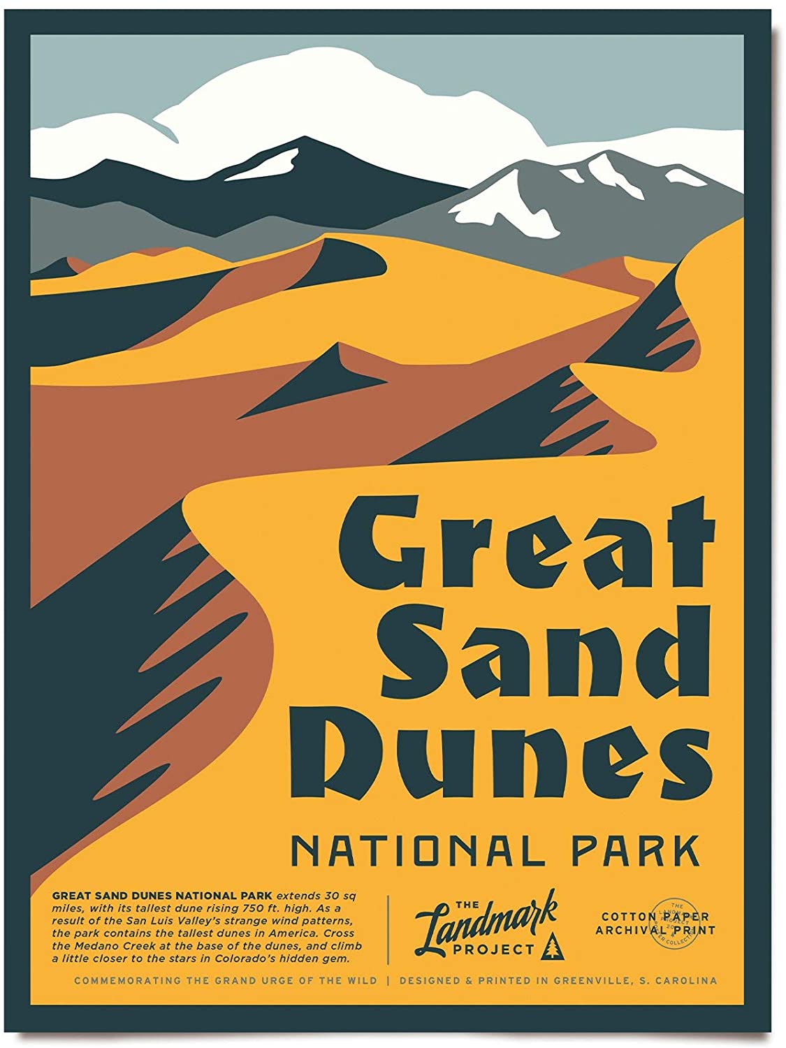 Travel Great Sand Dunes National Park Visit Colorado Poster Art Print      Home Decor Gift For Men Women Family Friend On Birthday Xmas