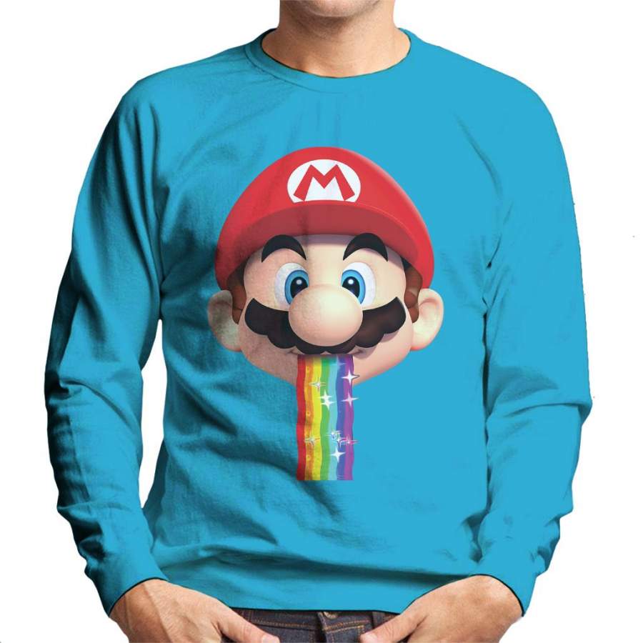 Super Mario Mario Puking Rainbow Snapchat Filter Men’s Sweatshirt