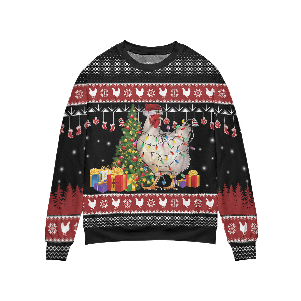 Christmas Farming Chicken All Over Print Sweater, Christmas Ugly Sweater Shirt