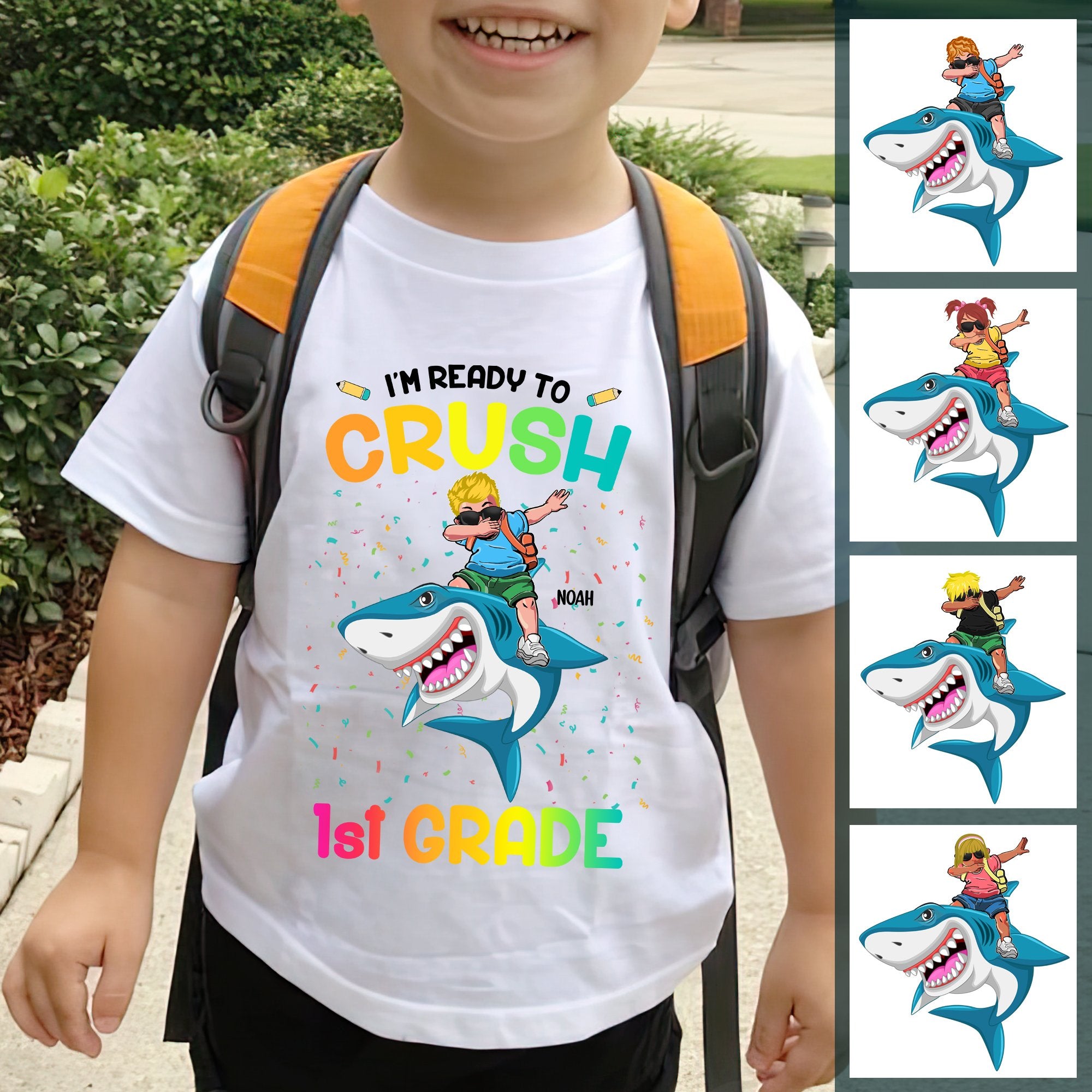 Customized Youth Tshirt Im Ready To Crush New Grade With Shark Custom Gift Cotton Plus Size