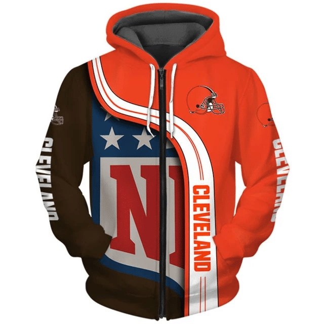 Cleveland Browns Curved Stripes 67 Unisex 3D Hoodie Gift For Fans