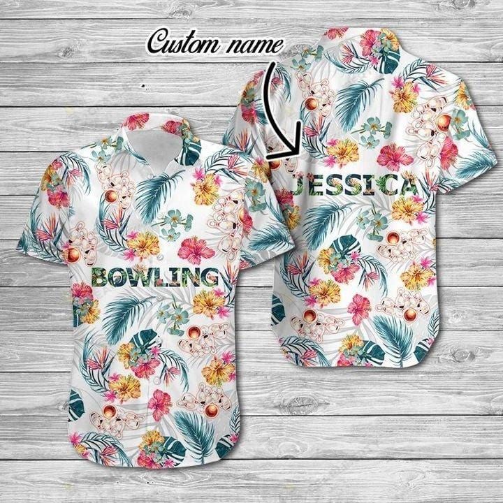 Felacia Custom Name Bowling Tropical White Hawaii Aloha Ha111156