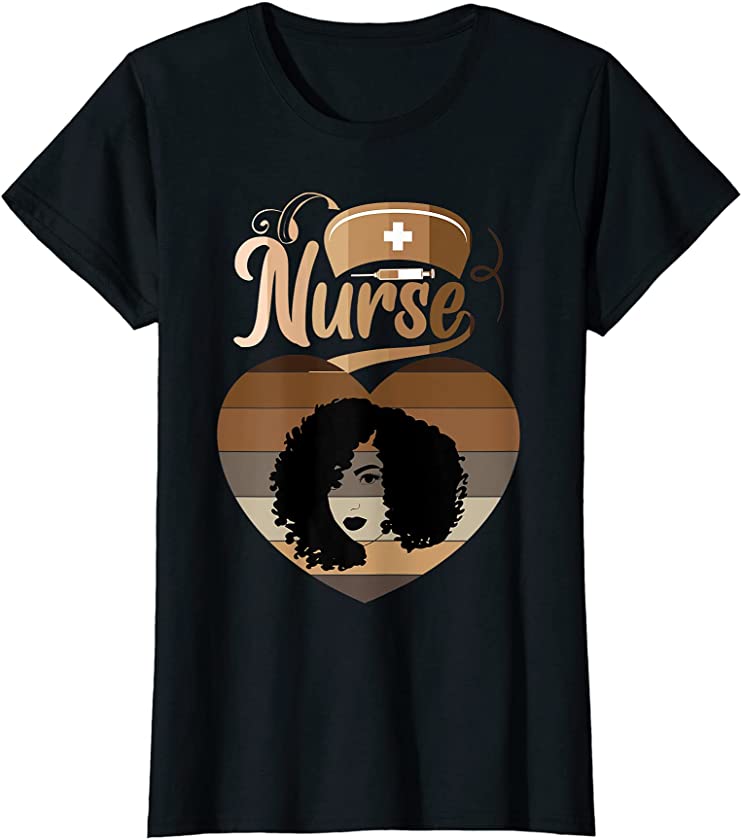 Womens Afro Black Nurse Melanin African American Funny Nurse T-Shirt