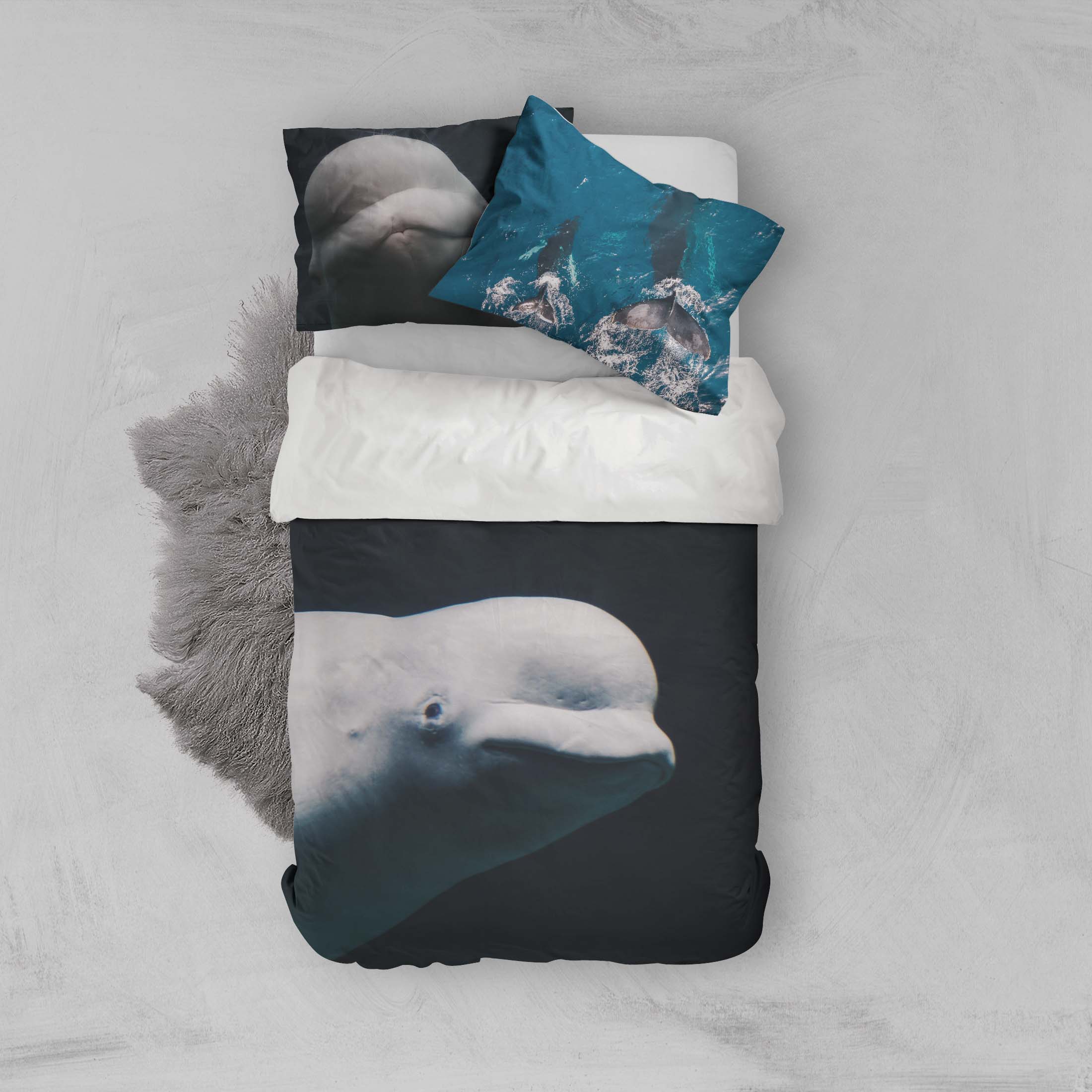 3D White Dolphin Quilt Cover Set Bedding Set Pillowcases 47