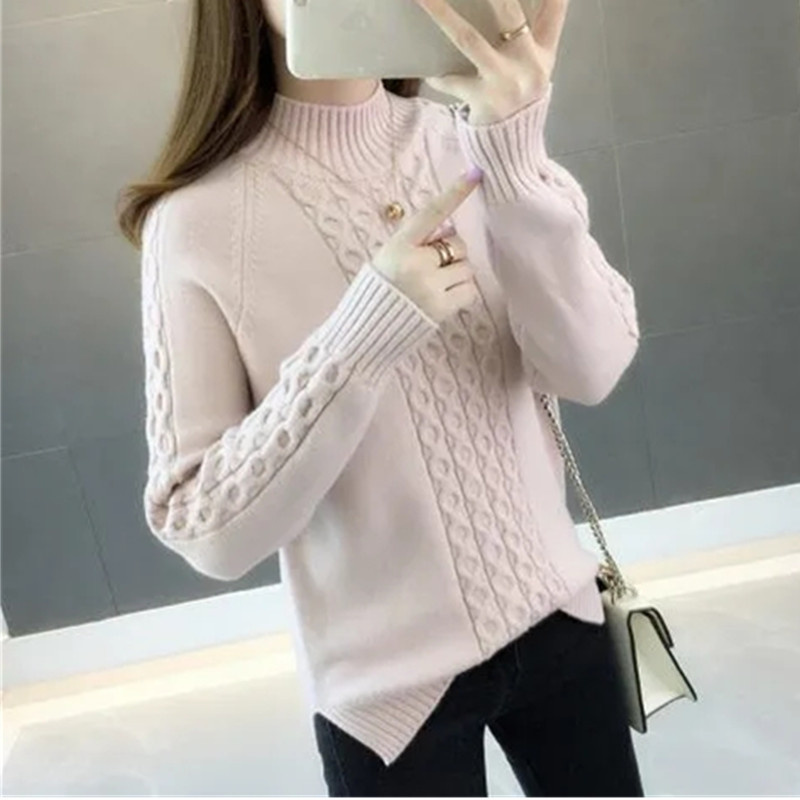 Autumn Turtleneck Sweater Winter Warm Tops Women’s Long Sleeve Knitted Sweaters Solid Casual Loose Pullovers Tops Female alx