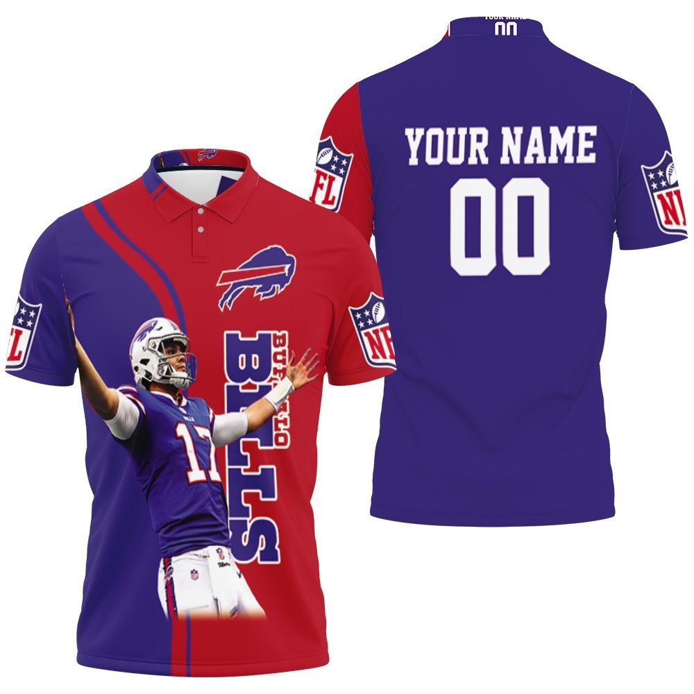 Buffalo Bills Number 17 Josh Allen Personalized Polo Shirt