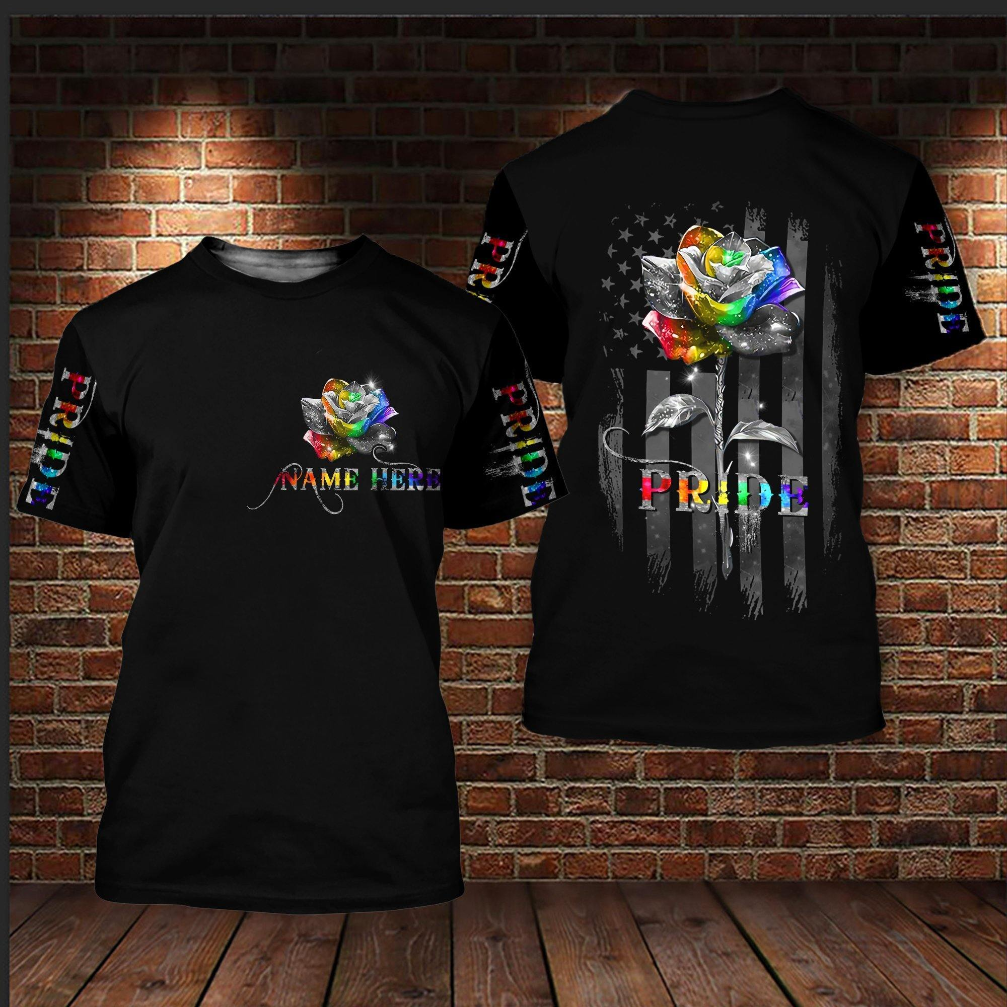 Custom Lgbt Pride Flag Color Full 3D All Over Personalized Name Printed Shirt For Lgbt Pride Month