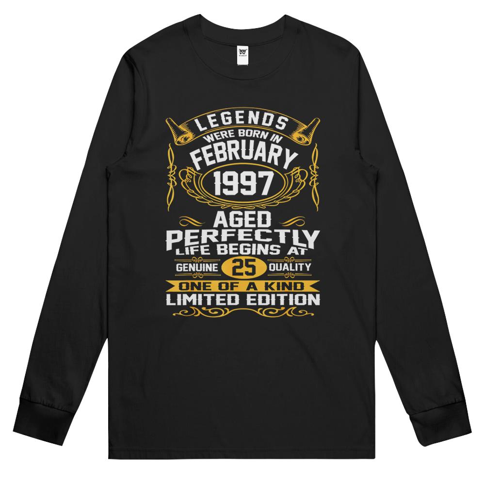 February 1997 25Th Birthday Gift 25 Year Old Men Women Long Sleeve T Shirts