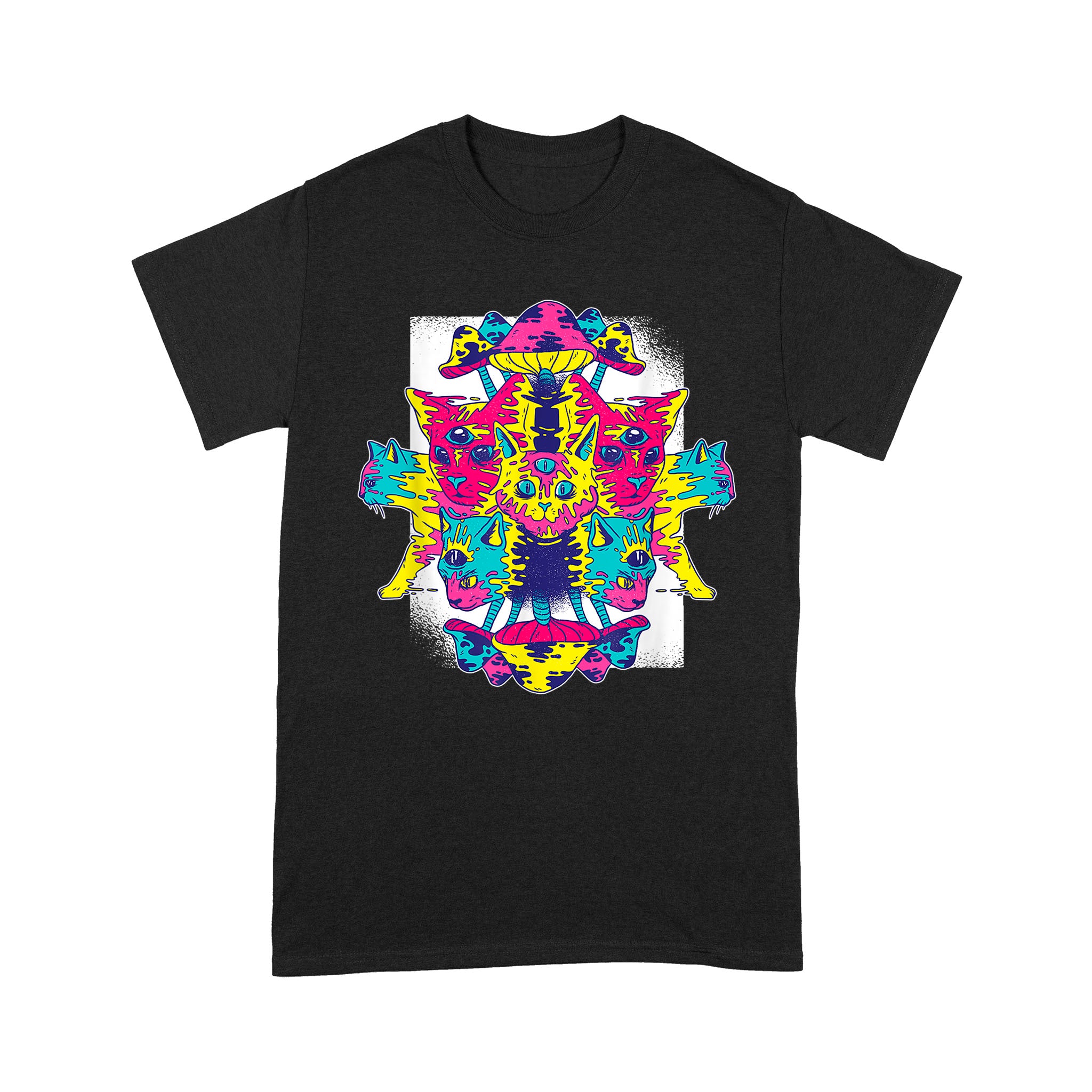 Trippy Psychedelic Vibes Mushroom Kittens Pop Art Cat – Standard T-Shirt