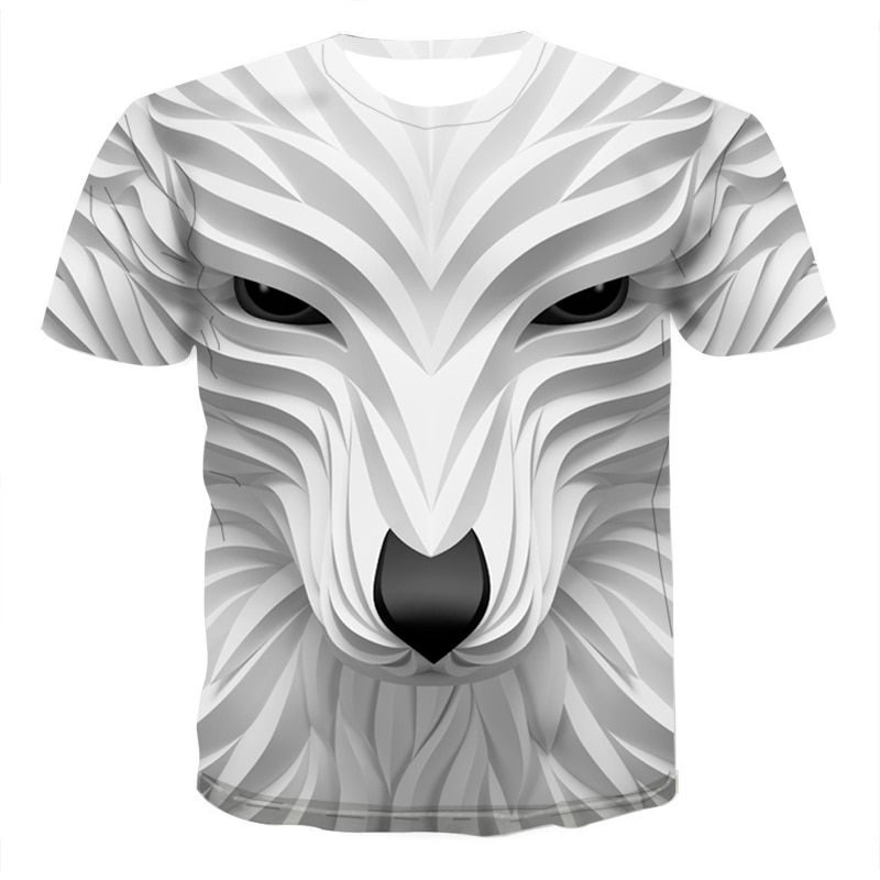 Wolf Head Cool Funny animal fashion casual  street quick-drying fashion T-shirt