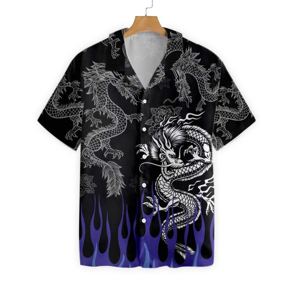 Dragon With Blue Flame Hawaii Shirt For Men Women Ha3336