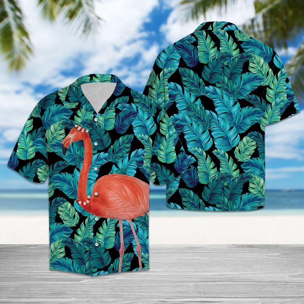 Flamingo Flower Crown Hawaiian Shirt For Men, Hawaiian Shirt For Women, Aloha Shirt, Hawaii Shirt