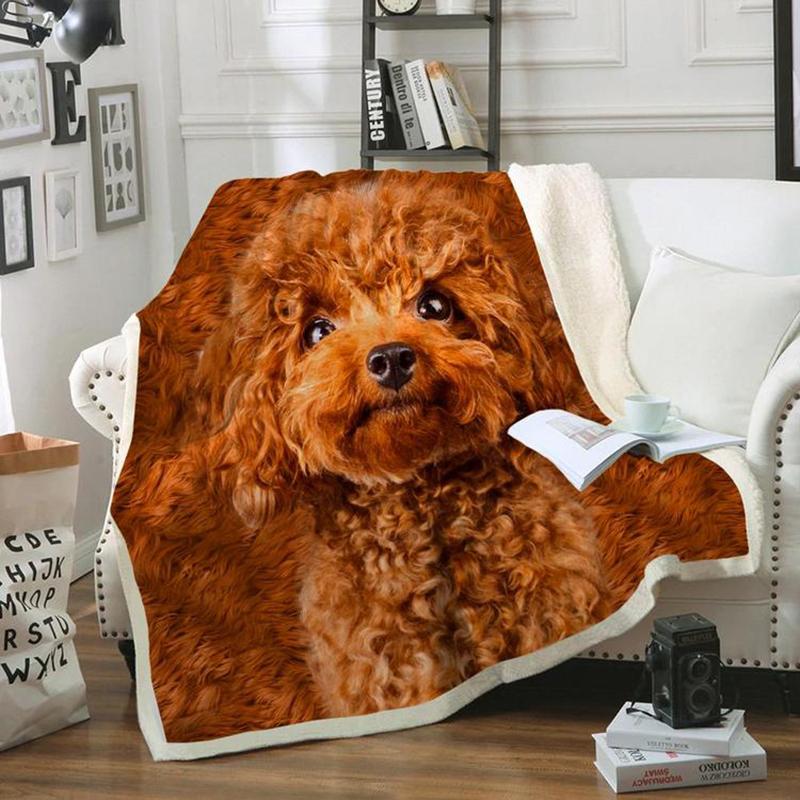 Poodle Dog Portrait Fur Dogs Blanket Print Design Dog Gifts