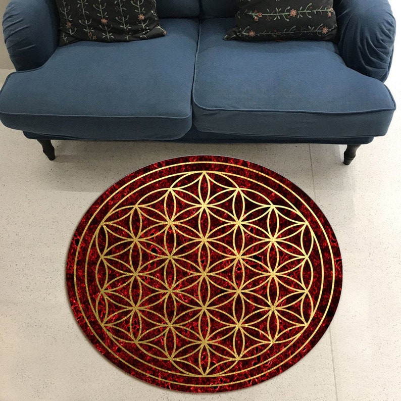Sacred Geometry Rug, Flower Of Life, Flower Of Life Rug, Spiritual Rug,Floor Rug, Large Rugs, Sacred Geometry Decor Rug, Modern Round Rug