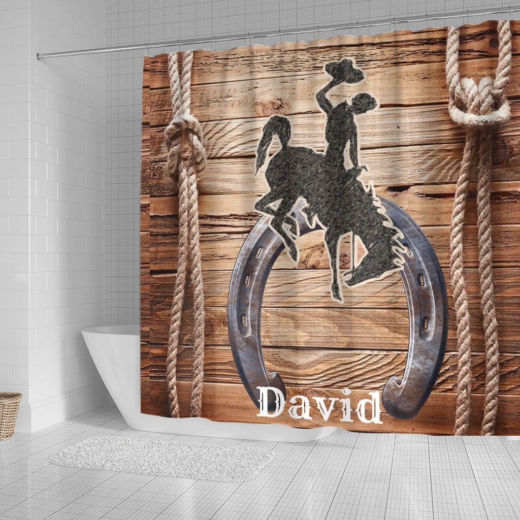 Strong Animal Shower Curtain Beautiful Shower Curtain Country Cowboy Wood Rope Horse Shoe Bathroom Decor