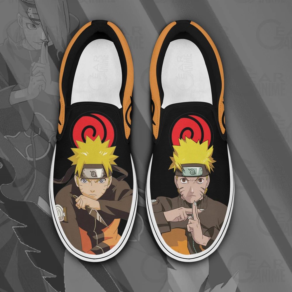 Uzumaki Naruto Slip On Sneakers Naruto Custom Anime Shoes Pn12 Unisex Men Women