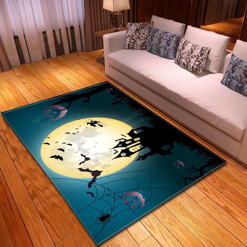 Halloween Spooky Bats Flying On Church Carpet Living Room Area Rug Carpet Vintage Home Decor Gift Ideas