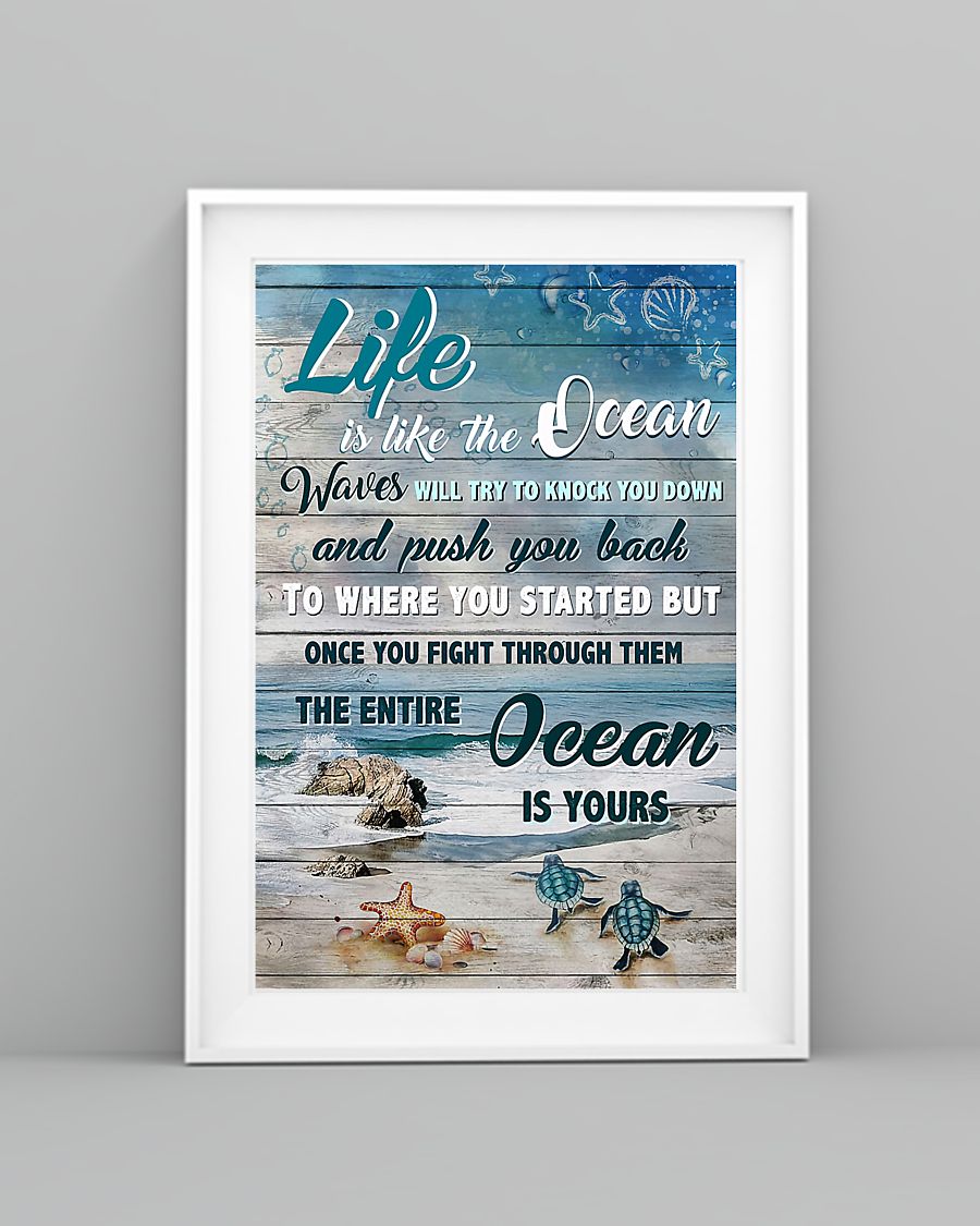 Turtle Life Is Like The Ocean Vertical Canvas And Poster | Wall Decor Visual Art