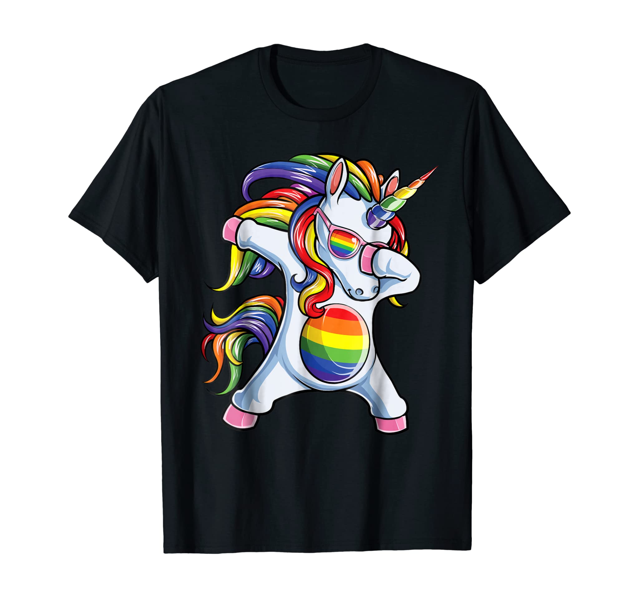 Dabbing Unicorn Gay Pride Lgbt T Shirt Lesbian Rainbow Flag