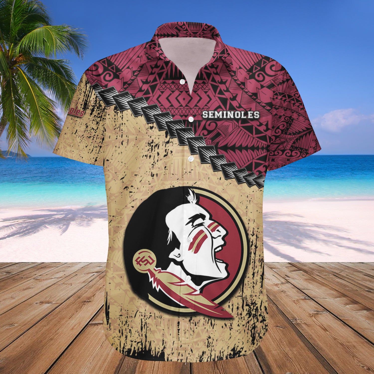 Florida State Seminoles Hawaii Shirt Grunge Polynesian Tattoo – NCCA