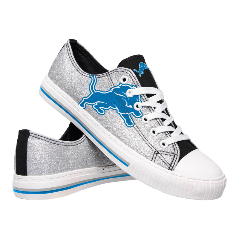 Detroit Lions NFL Womens Glitter Low Top Canvas Shoes