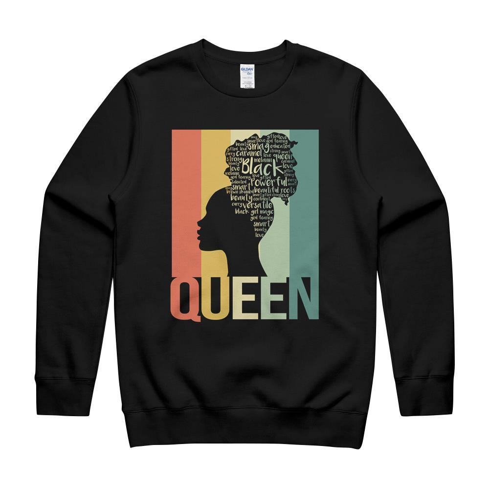 Vintage Retro Black Queen Melanin Pride Proud Black Girls Women Crewneck Sweatshirt