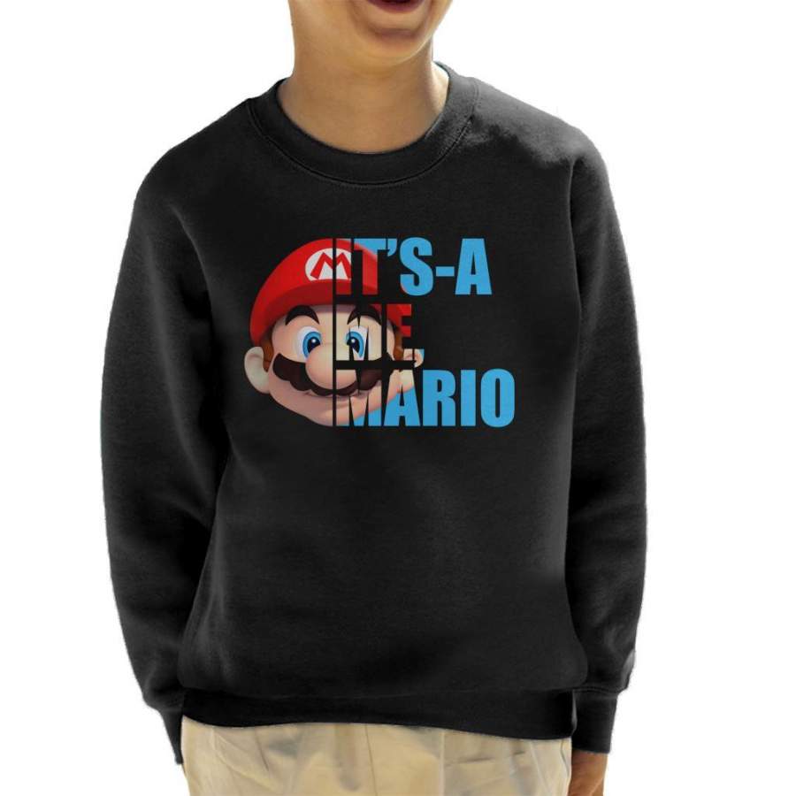 Super Mario Half Head Text Kid’s Sweatshirt