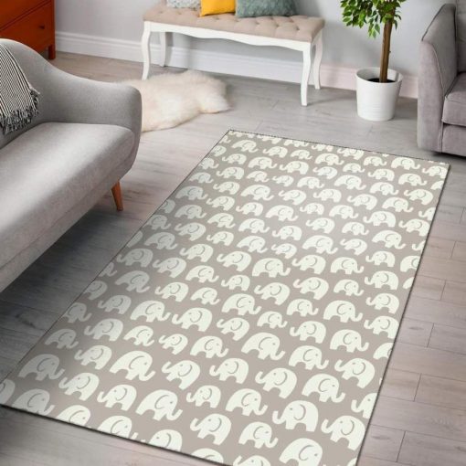 Gray And White Elephant Pattern Area Rug Living Room Rug Home Decor Carpet