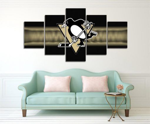 Pittsburgh Penguins Sports Logo Sport 5 Panel Canvas Art Wall Decor