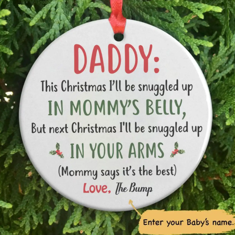 Personalized Snuggled In Your Arm Daddy Christmas Ornament Gift For Dad