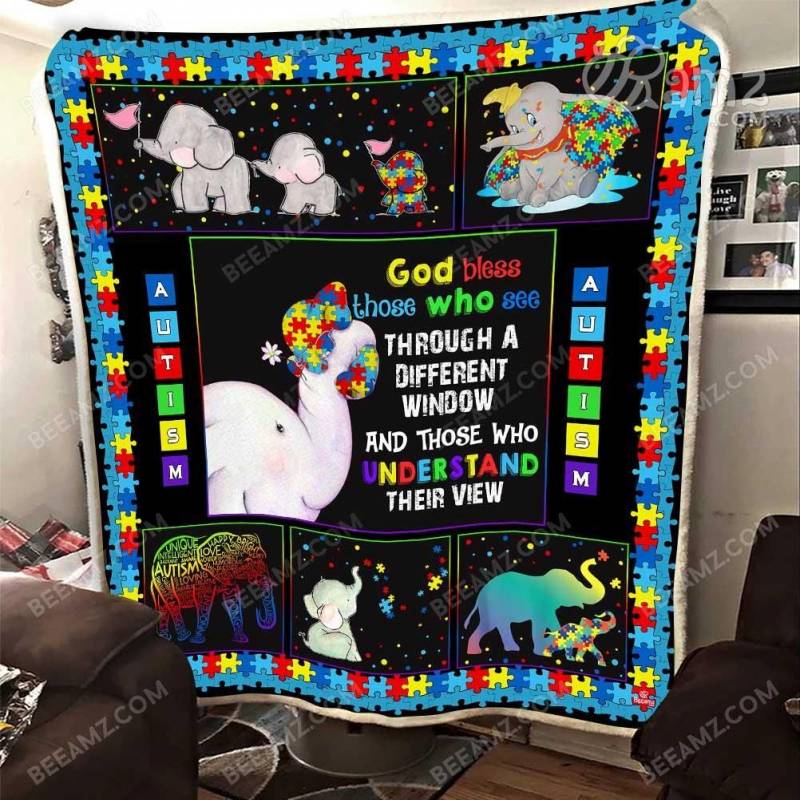 Autism Elephant 3D Bed Throw Sherpa Blanket Gift For Autism – Bee Amz  God Bless Those Who See Through A Different Window – ATSM05