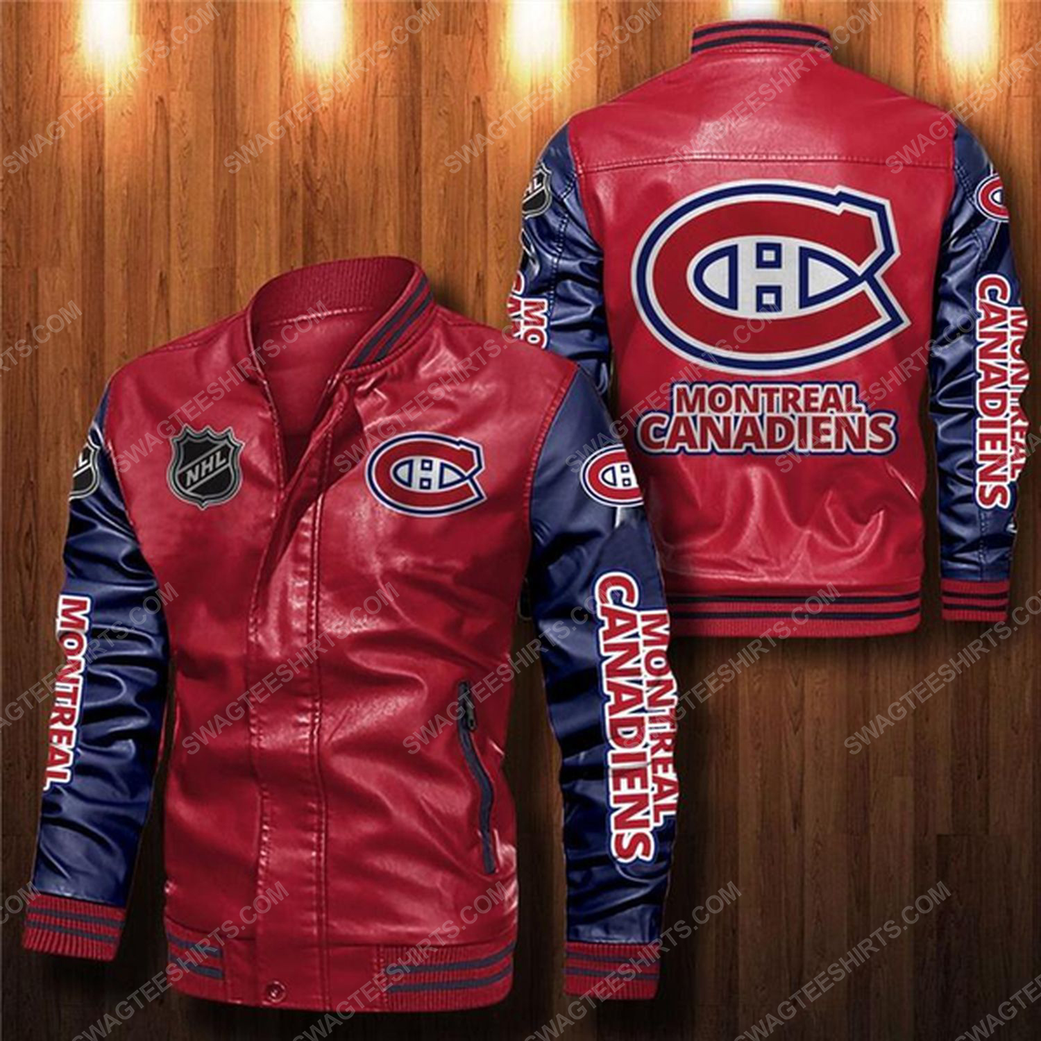 [Special Edition] Montreal Canadiens All Over Print Leather Bomber Jacket – Maria