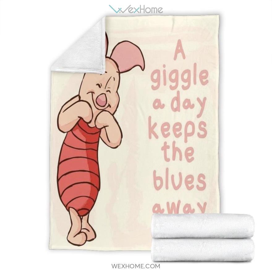 A Giggle A Day Keeps The Blues Away Piglet Cartoon Premium Blanket Collection W1123