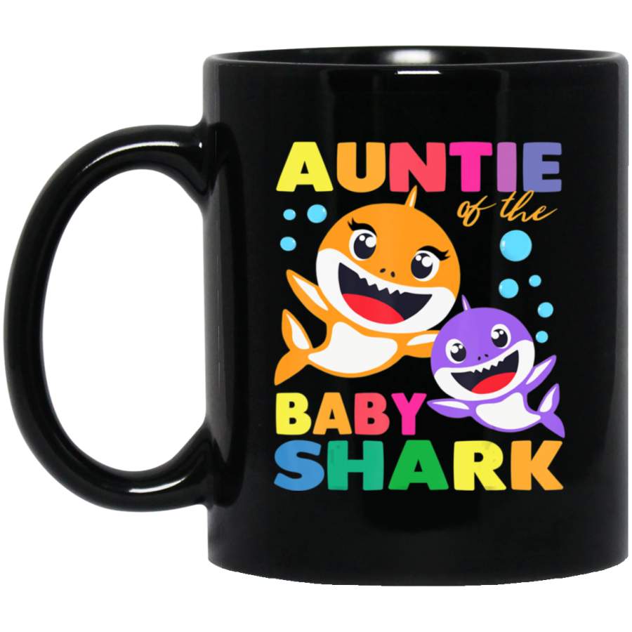 Aunt Of The Baby Shark Birthday Aunt Shark Black Mug