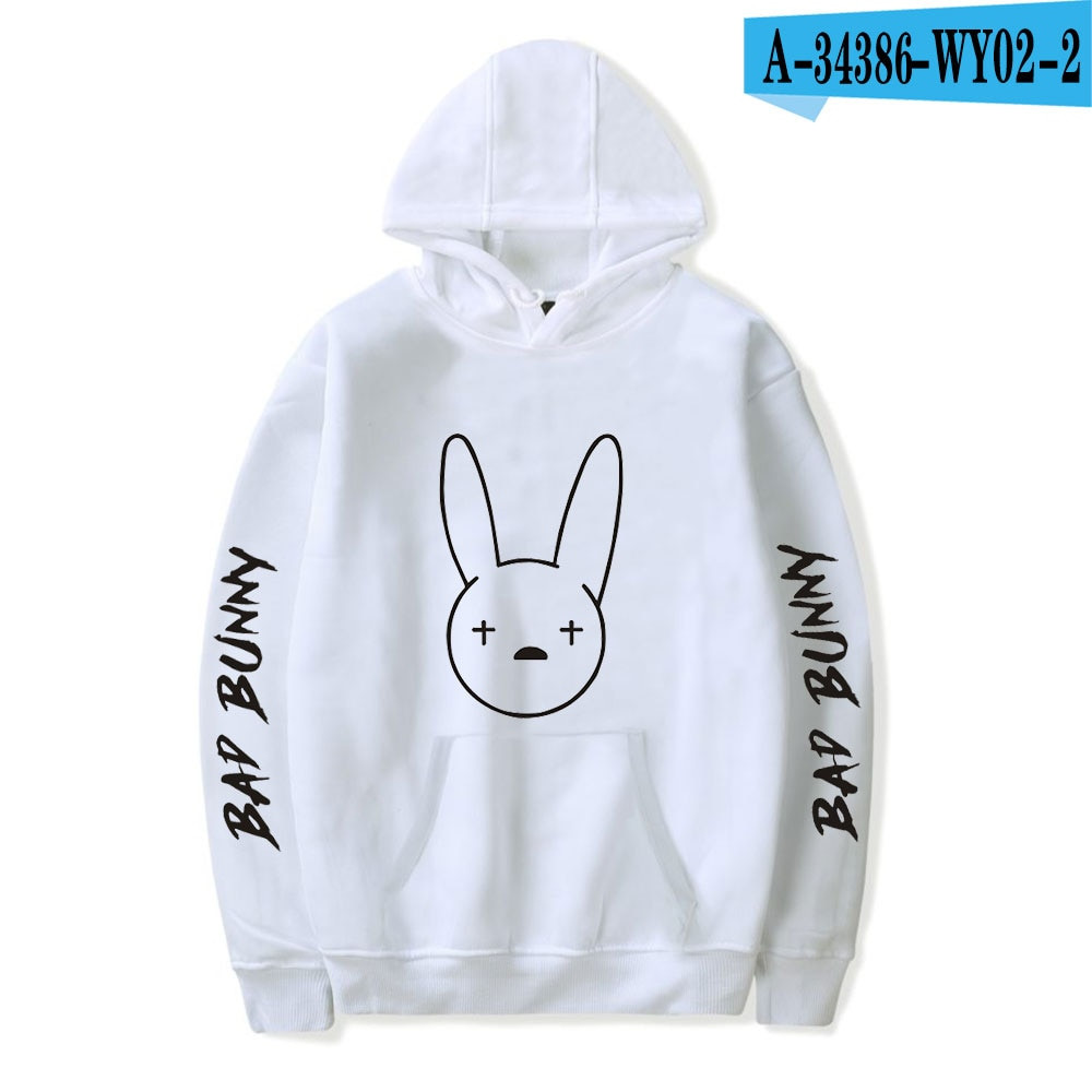 Bad Bunny Merch Bad Bunny Shadow Hoodie White