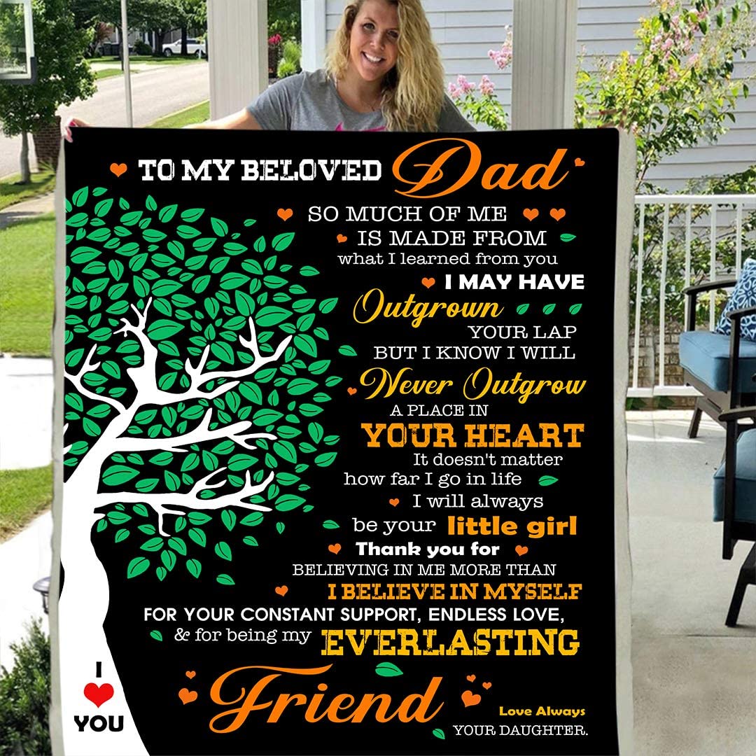 to my beloved dad love your daughter tree 3d custom fleece photo blanket father’s day birthday gift