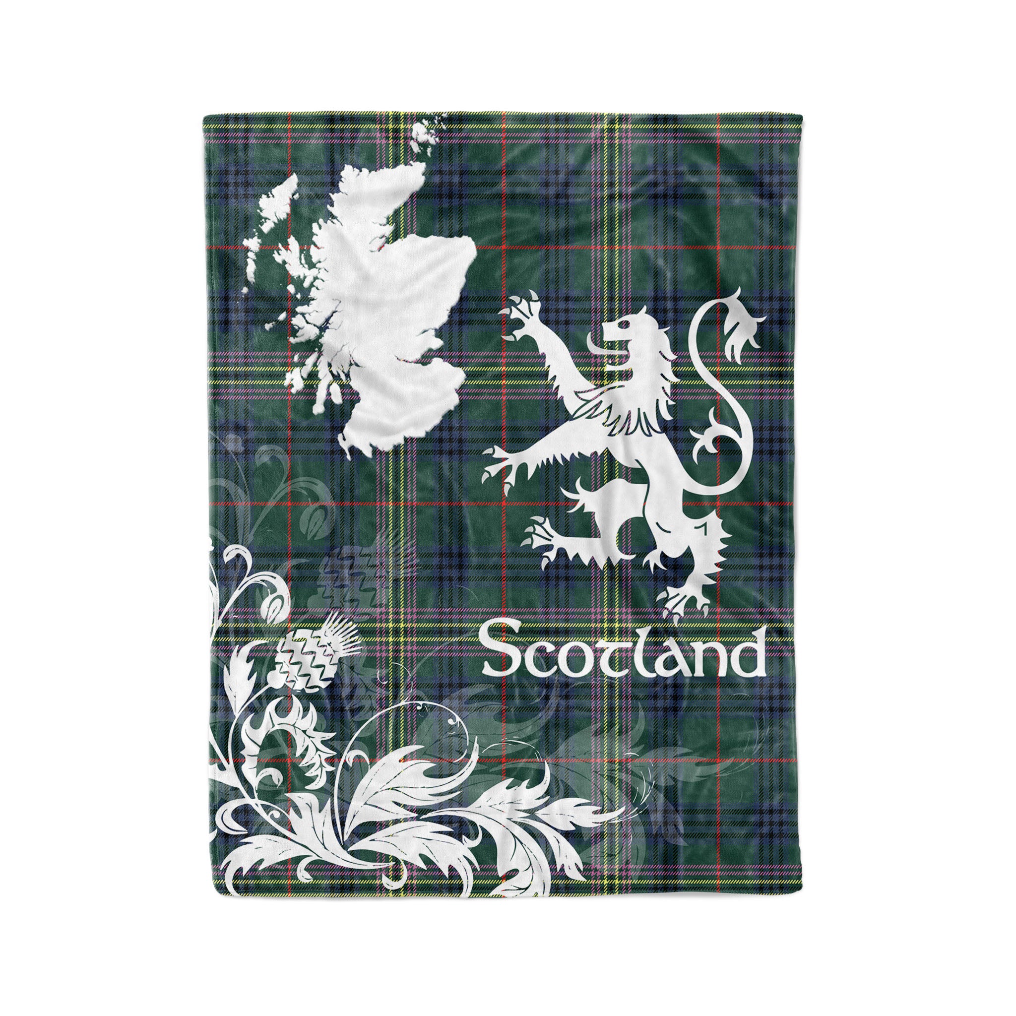 Tartan Plaid Fleece Blanket Tartan Blanket Thistle And Lion Scottish Clan Kennedy Plaid Blanket