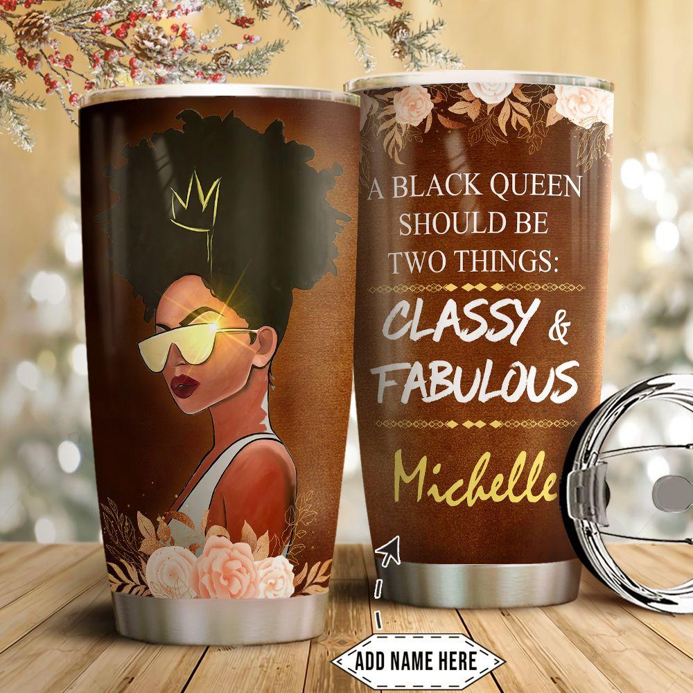 Personalized Afrocentric Stainless Steel Tumbler Thermal Black Woman Custom Name Tumbler Double Wall Cup Stainless Steel Melanin Women Gift Ideas 20 Oz