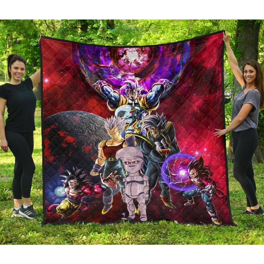 Dragon Ball Anime Premium Quilt | Db Super Saiyan Goku Vs Villains Red Galaxy Quilt Blanket Na082404